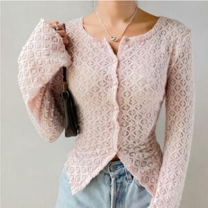 Urban Outfitters Kimchi Blue Cassidy Cardigan in Pale Pink Size L NWOT